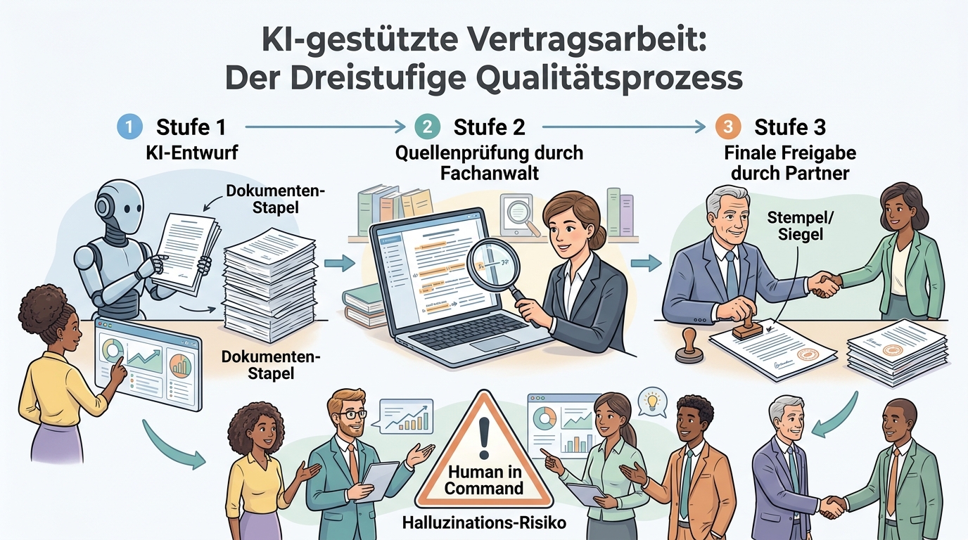 KI-gestützte Vertragsarbeit: Der Dreistufige Qualitätsprozess