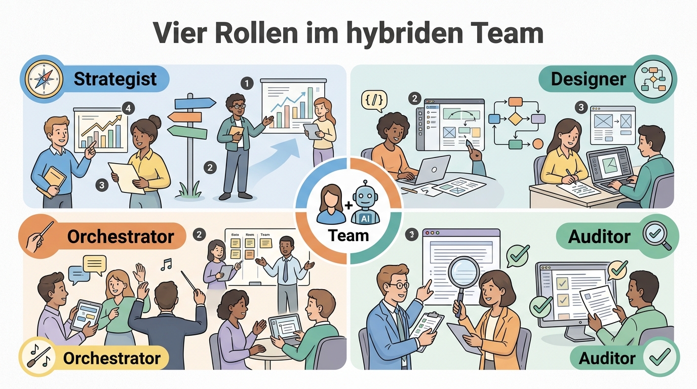 Vier Rollen im hybriden Team