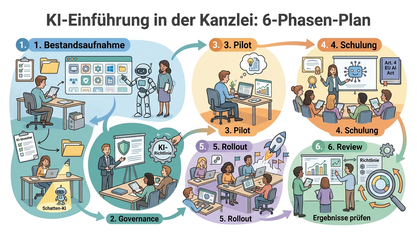 KI-Einführung in der Kanzlei: 6-Phasen-Plan