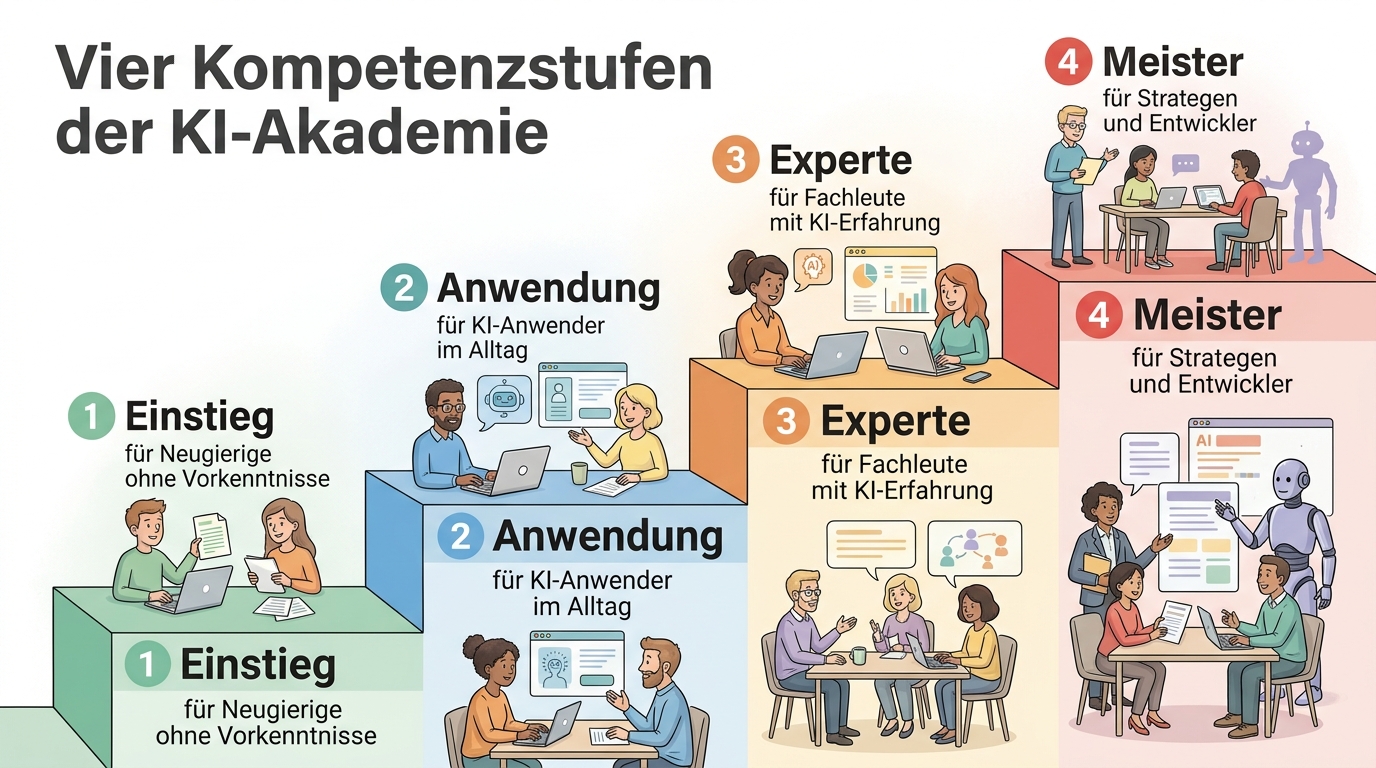 Die vier Kompetenzstufen der KI-Akademie