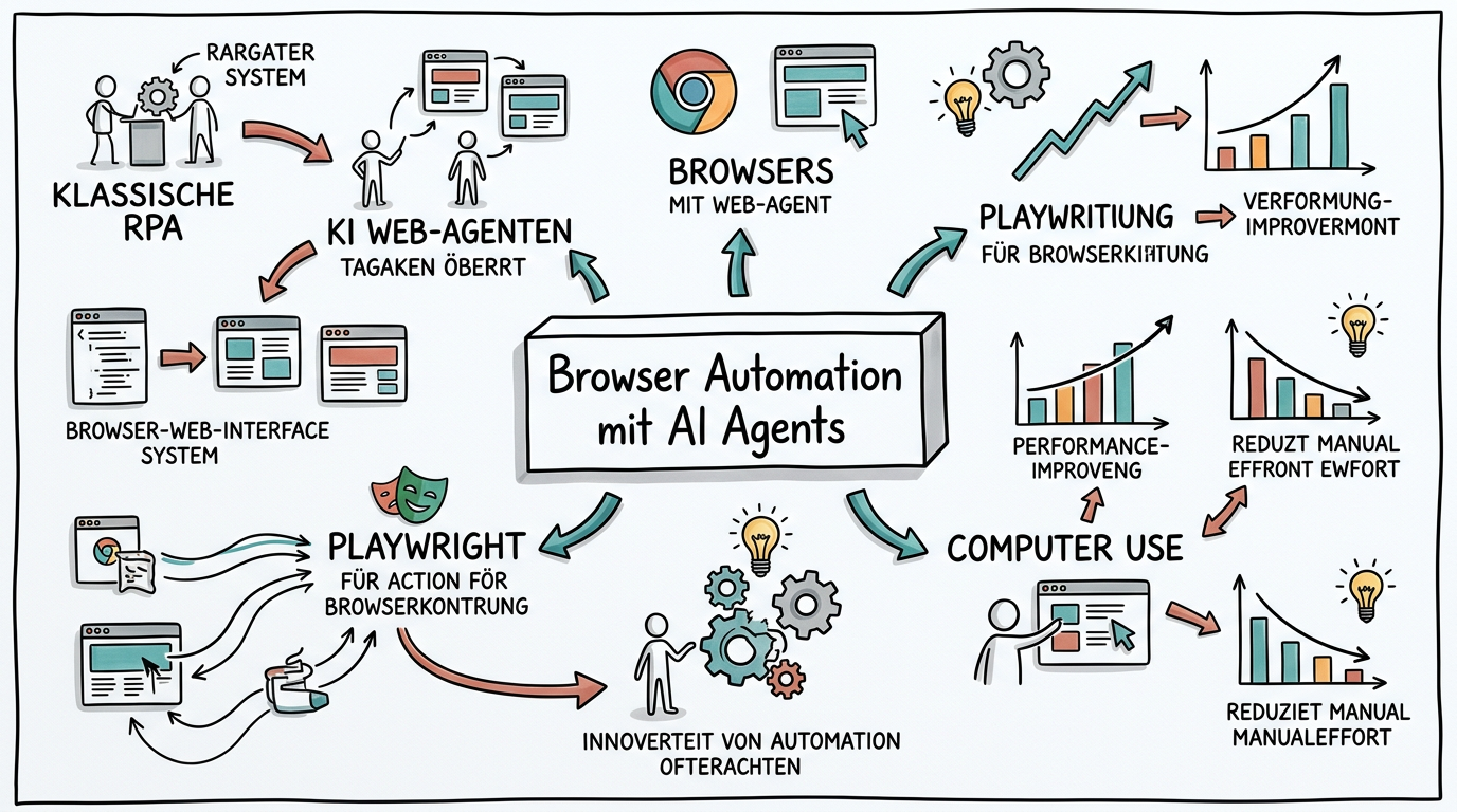 Sketchnote zum Kurs Browser Automation mit AI Agents