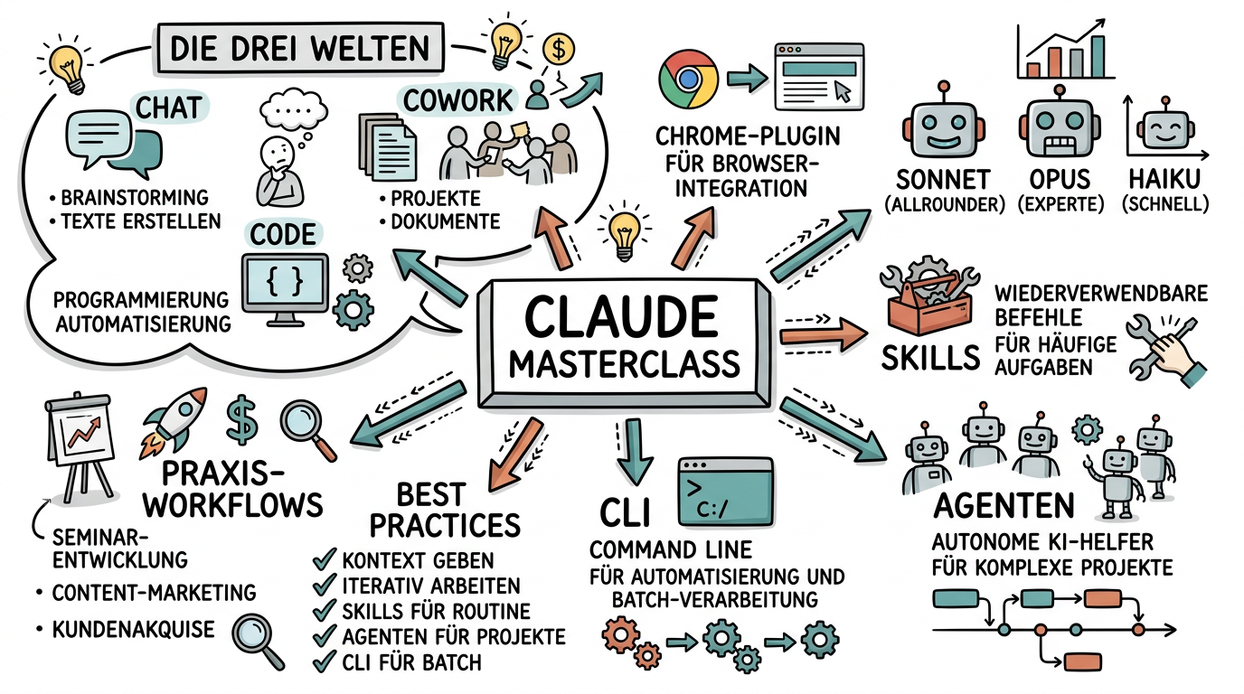Sketchnote zum Kurs Claude für Trainer, Berater & Coaches