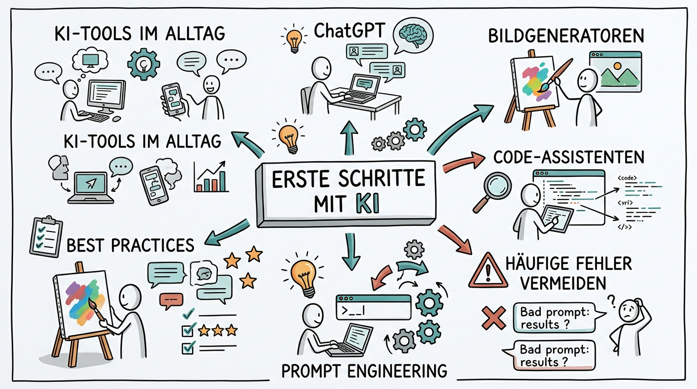 Sketchnote zum Kurs Erste Schritte mit KI