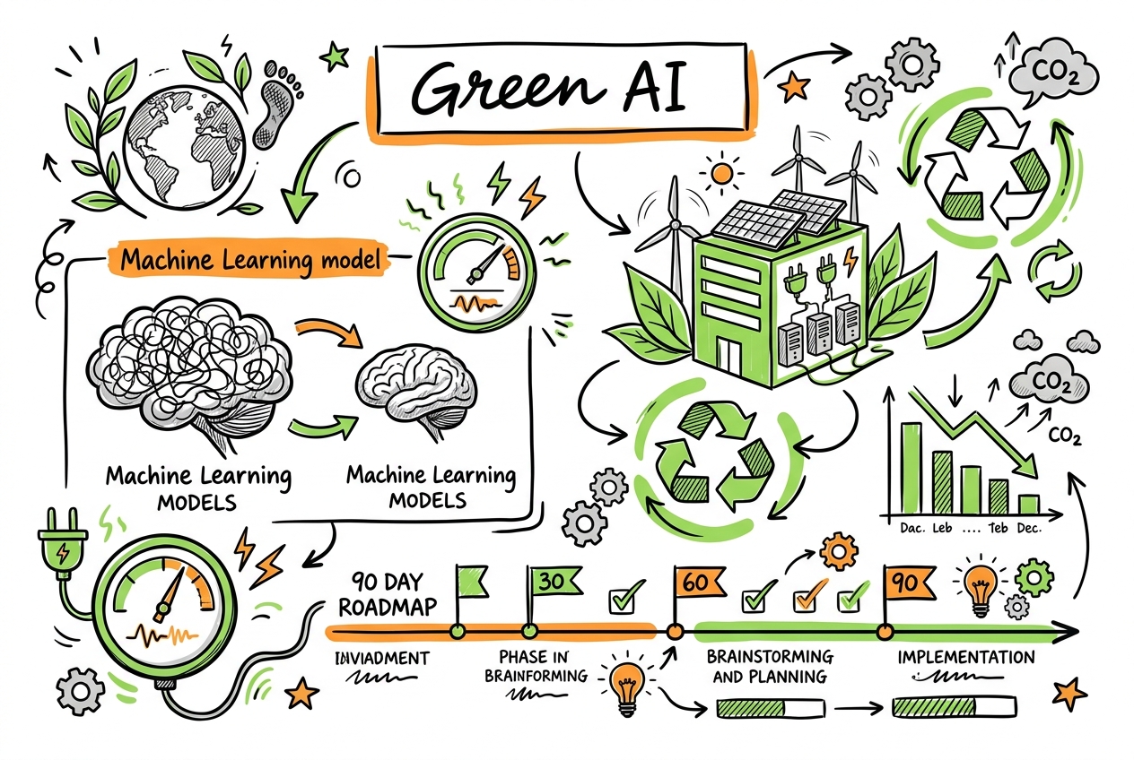 Sketchnote zum Kurs Green AI: Nachhaltige KI-Strategien