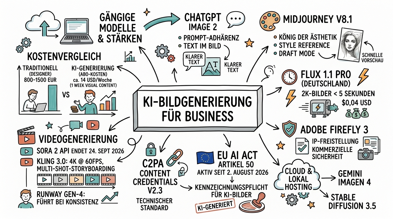 Sketchnote zum Kurs KI-Bildgenerierung für Business: Vom Prompt zum professionellen Visual