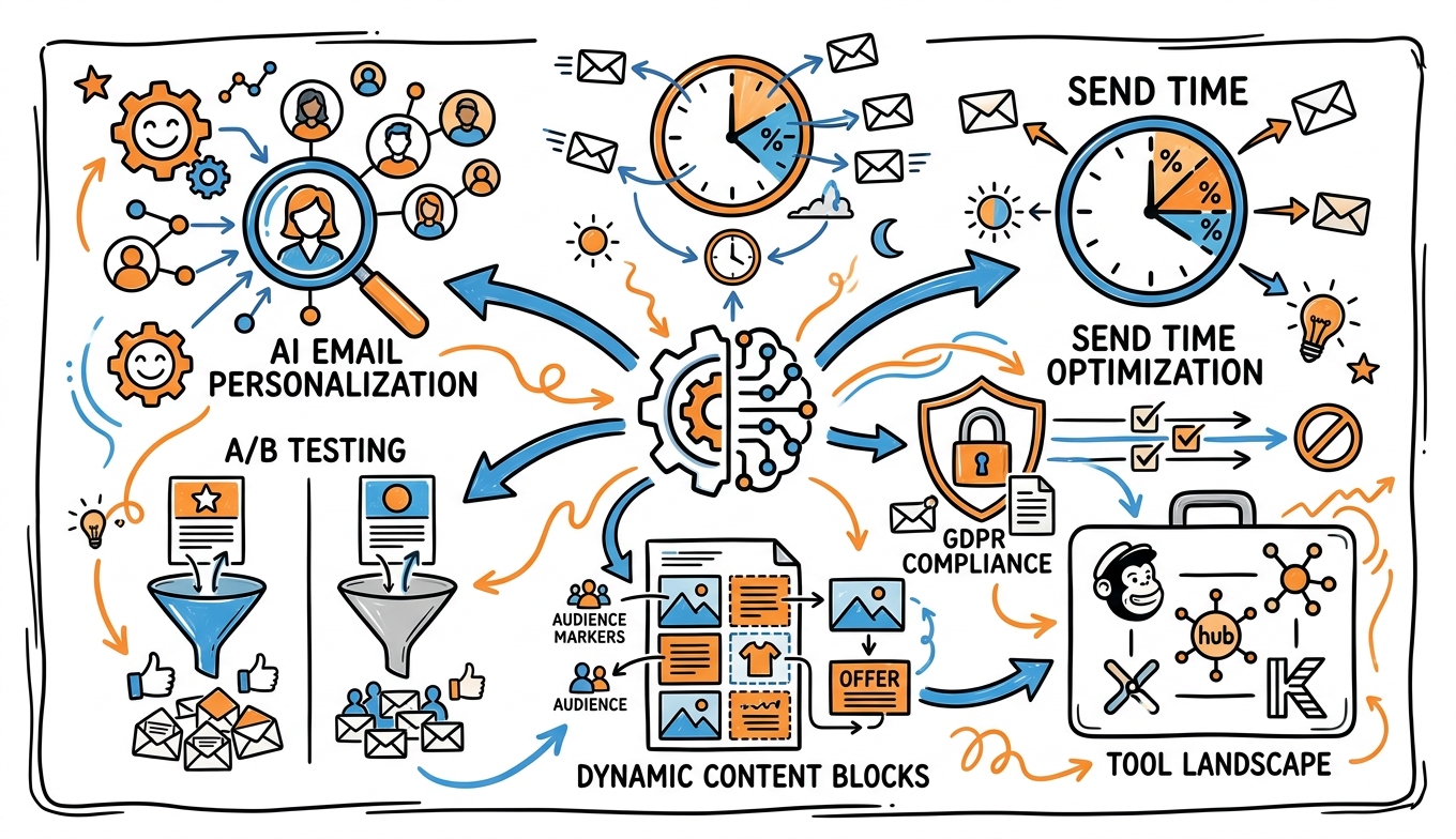 Sketchnote zum Kurs KI für E-Mail-Marketing und Newsletter: Personalisierung, Automatisierung, Conversion