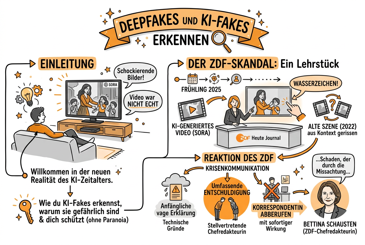 Sketchnote zum Kurs Deepfakes und KI-Fakes erkennen