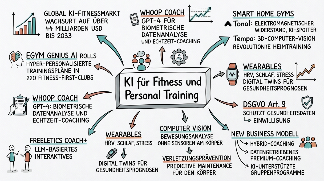 Sketchnote zum Kurs KI für Fitness und Personal Training