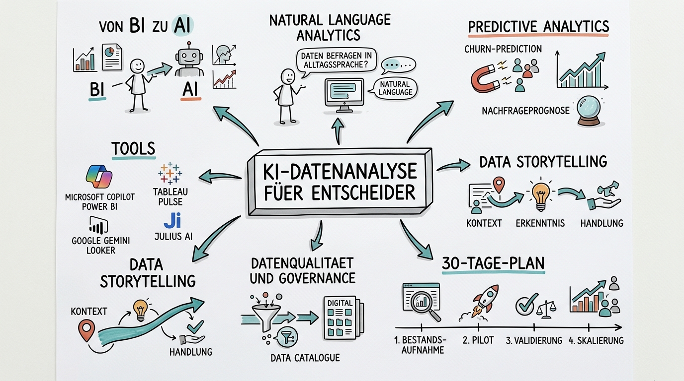 Sketchnote zum Kurs KI-gestützte Entscheidungsfindung