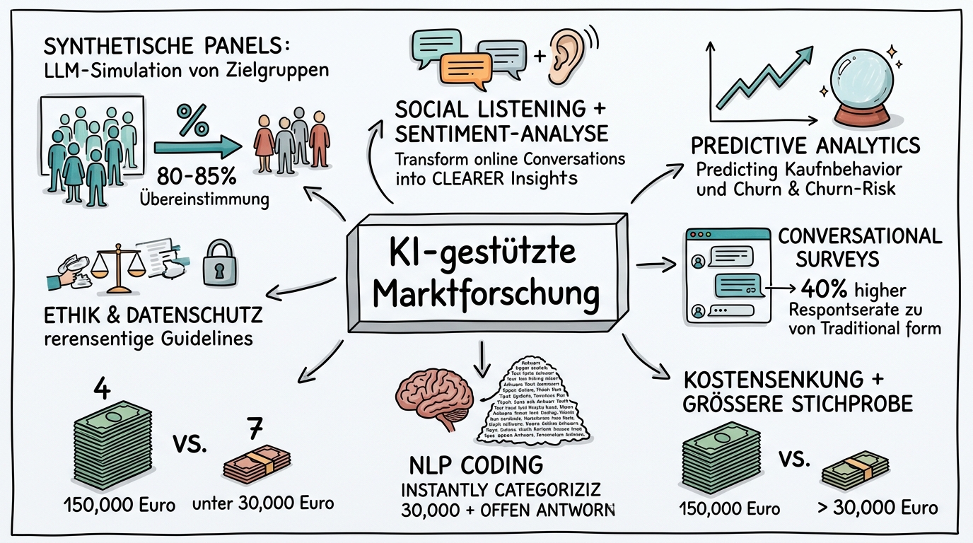 Sketchnote zum Kurs KI-gestützte Marktforschung: Consumer Insights neu denken