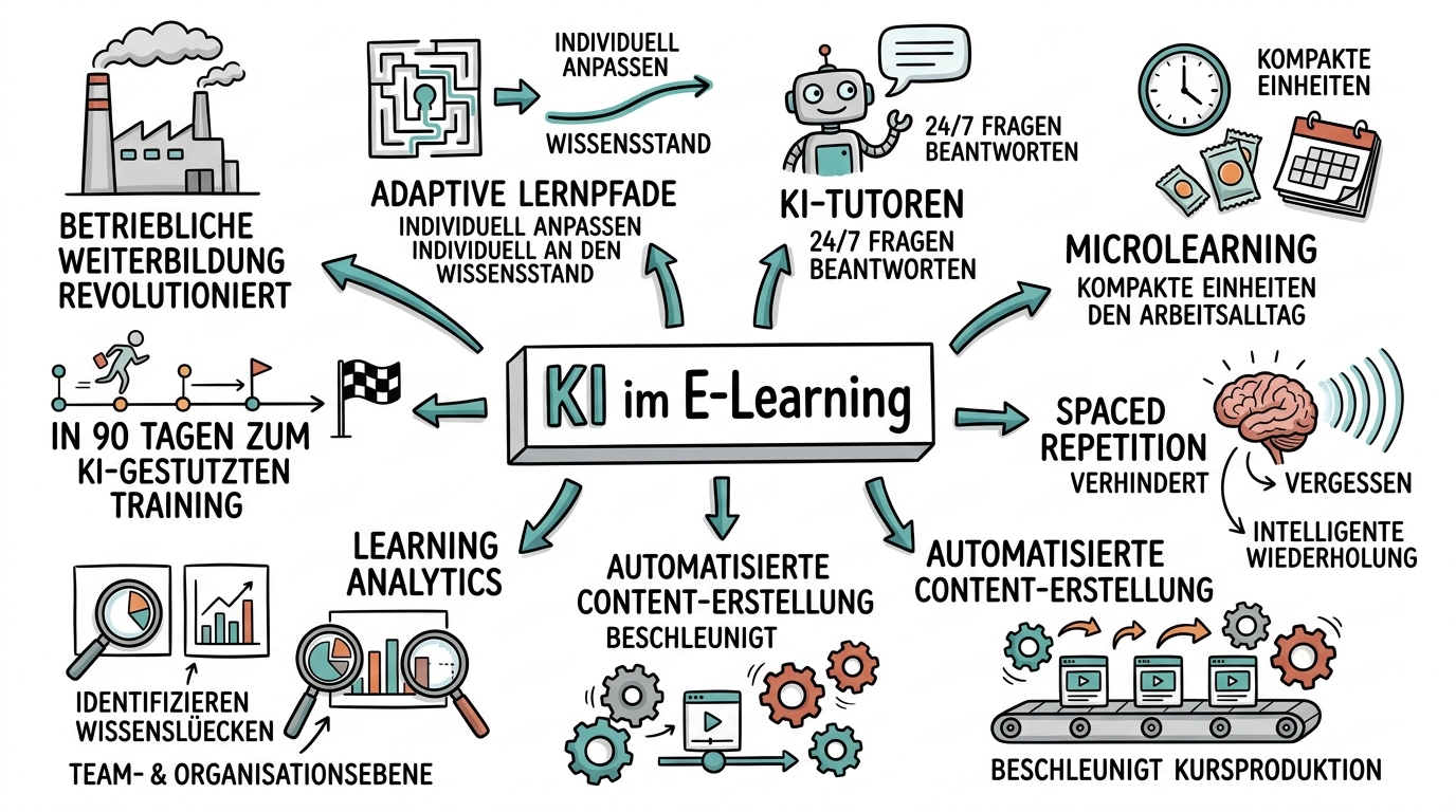 Sketchnote zum Kurs KI im E-Learning und Corporate Training: Lernen neu gestalten