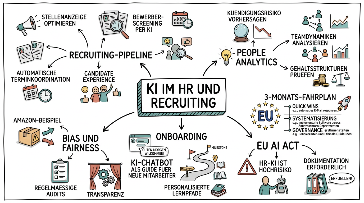 Sketchnote zum Kurs KI im HR und Recruiting: Intelligenter einstellen, besser führen