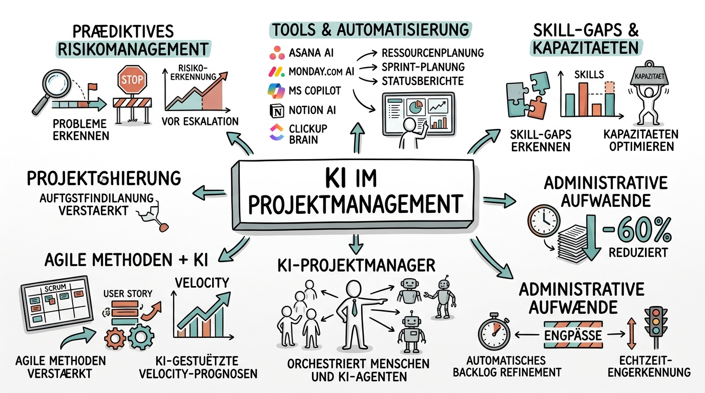 Sketchnote zum Kurs KI im Produktmanagement