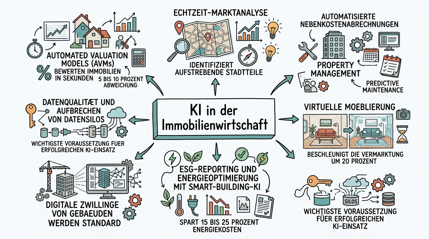 Sketchnote zum Kurs KI in der Immobilienwirtschaft