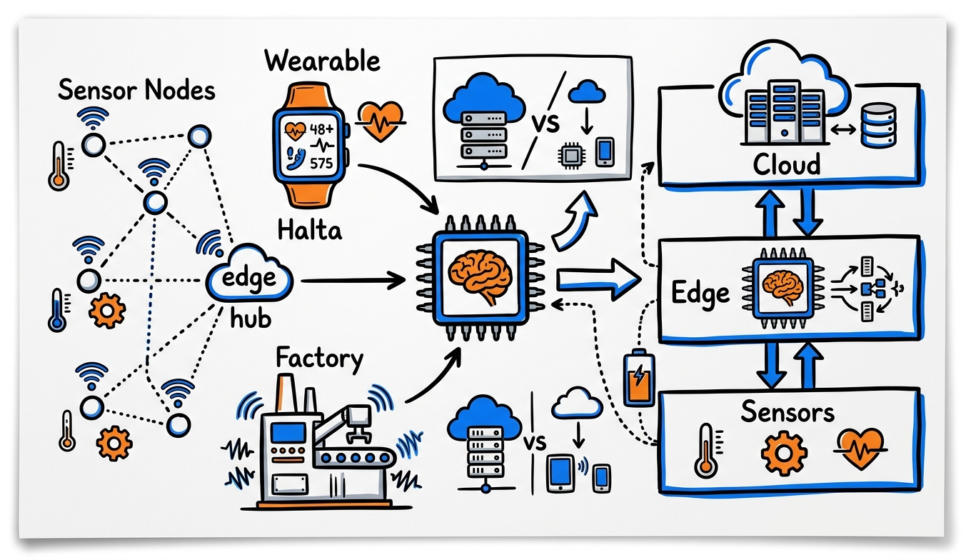 Sketchnote zum Kurs KI und IoT: Edge Intelligence für Industrie und Alltag