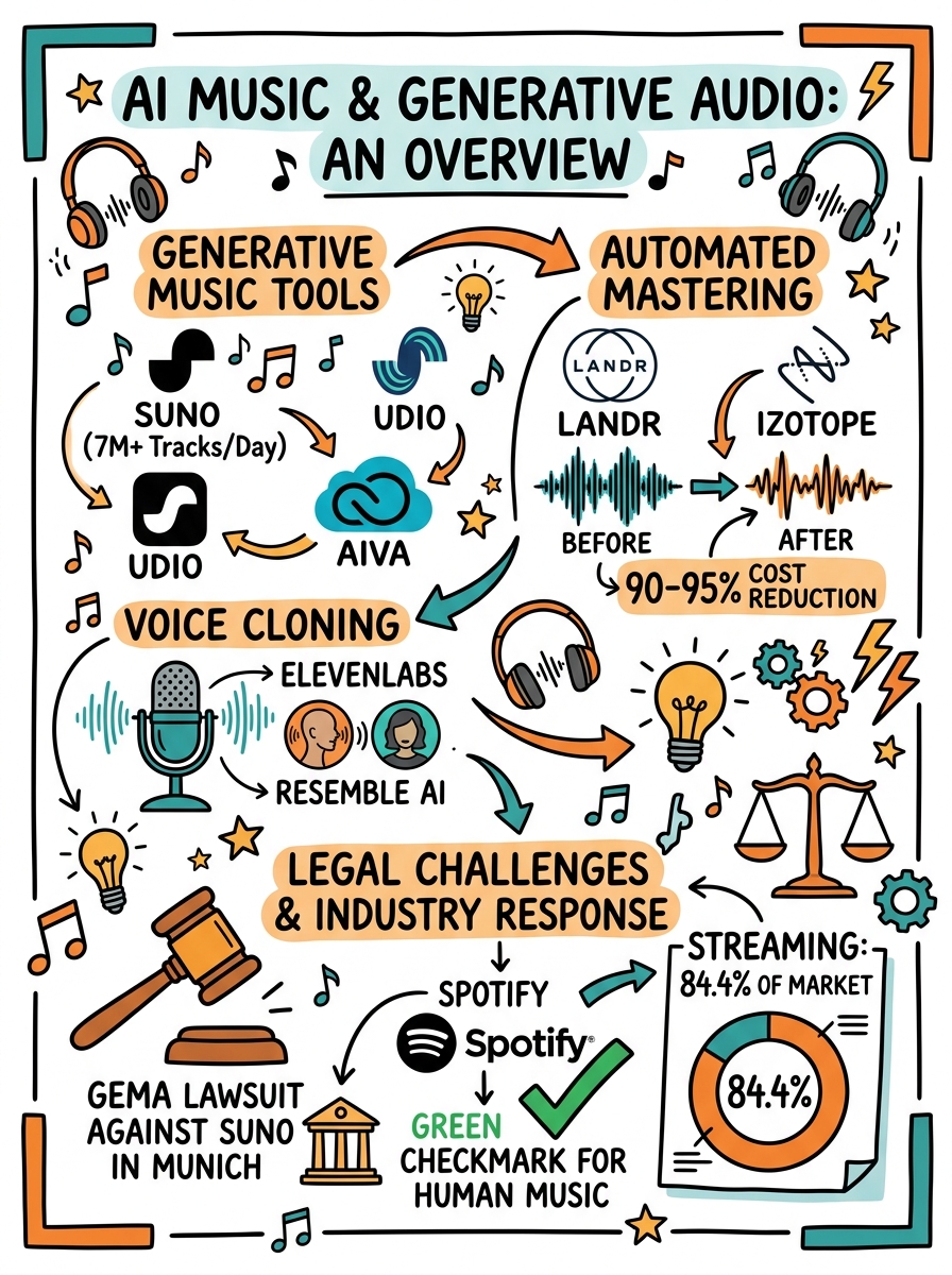 Sketchnote zum Kurs KI-Musik: Generative Audio für Business und Kreative