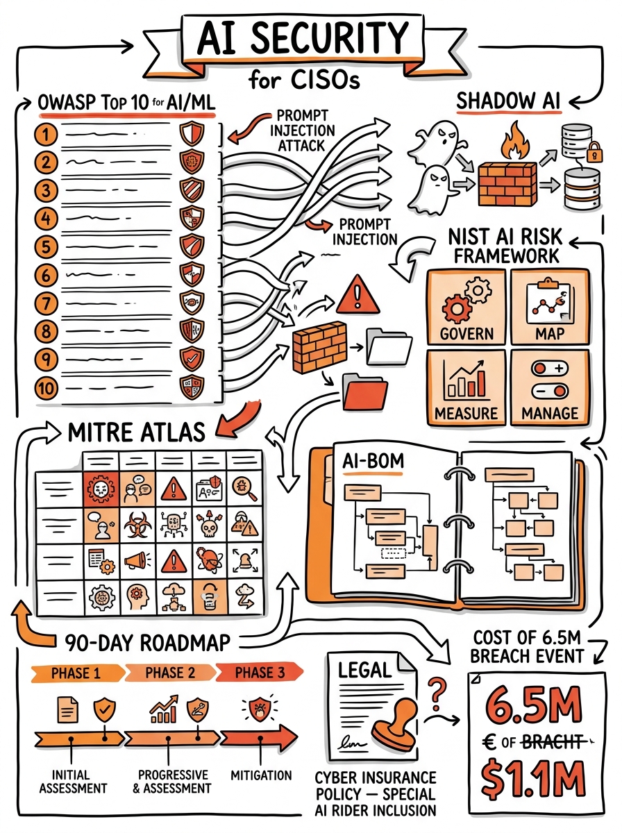 Sketchnote zum Kurs KI-Sicherheit für CISOs: Von Shadow AI bis Incident Response