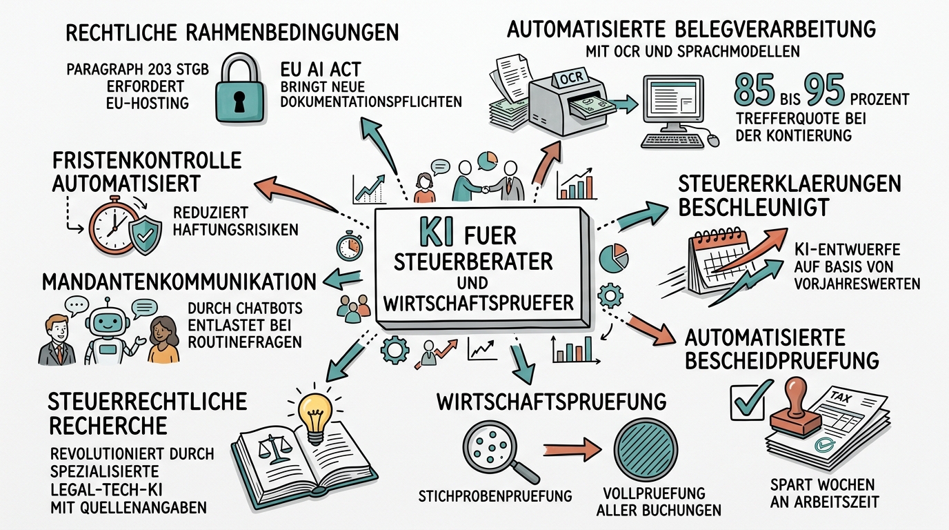Sketchnote zum Kurs KI für Steuerberater und Wirtschaftsprüfer