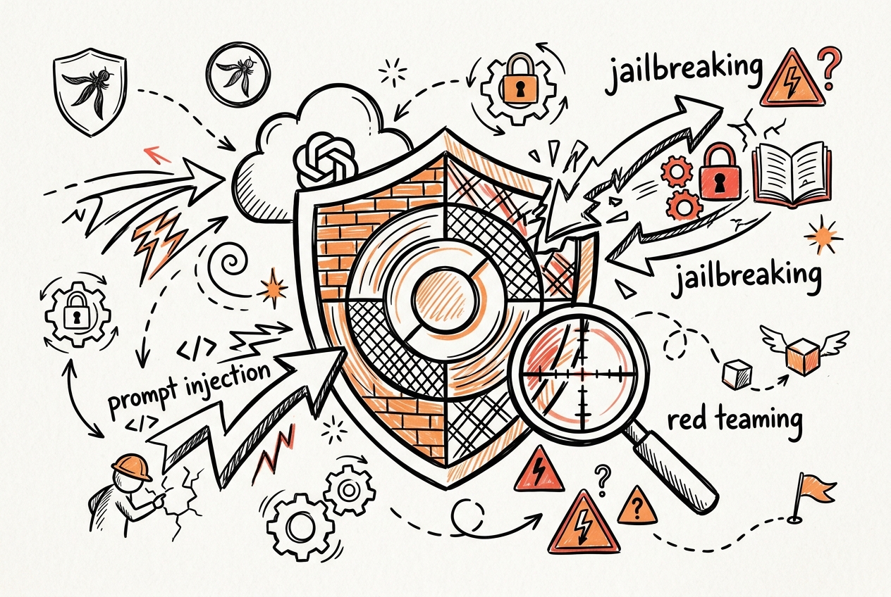 Sketchnote zum Kurs LLM-Sicherheit und Red Teaming: Angriffsvektoren verstehen, Systeme härten