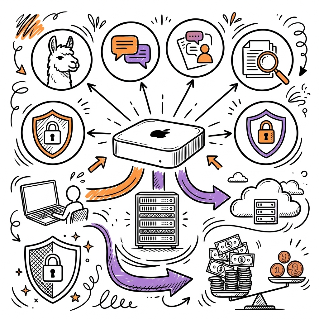 Sketchnote zum Kurs Lokale KI mit Open Source: Ollama, Open WebUI und RAG ohne Cloud