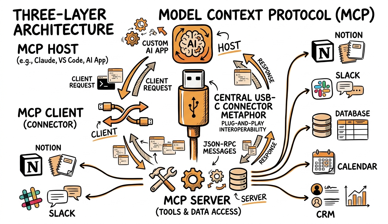 Sketchnote zum Kurs Model Context Protocol (MCP): Der universelle Standard für KI-Integrationen