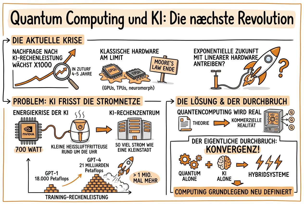 Sketchnote zum Kurs Quantum Computing und KI: Die nächste Revolution