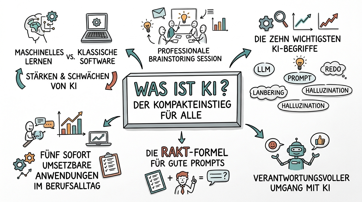 Sketchnote zum Kurs Was ist KI? Der Kompakteinstieg für alle