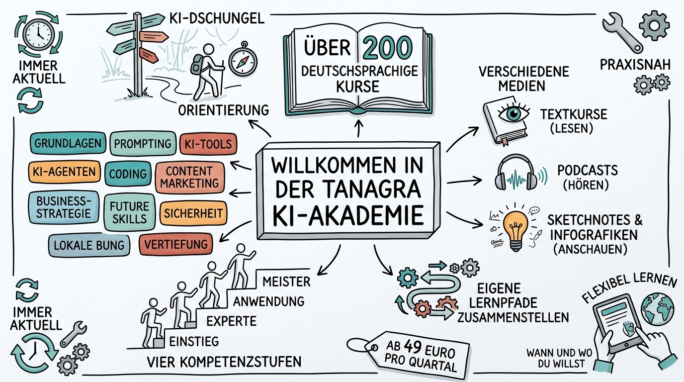 Sketchnote zum Kurs Willkommen in der Tanagra KI-Akademie
